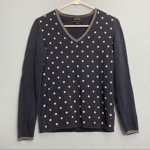 Tommy Hilfiger Polka Dot Pima Cotton Knit Sweater - Small - Navy/White